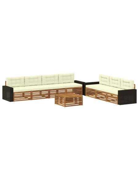 Set di divani da esterno 8 pcs Naturale e Crema 79 x 79 x 37 cm