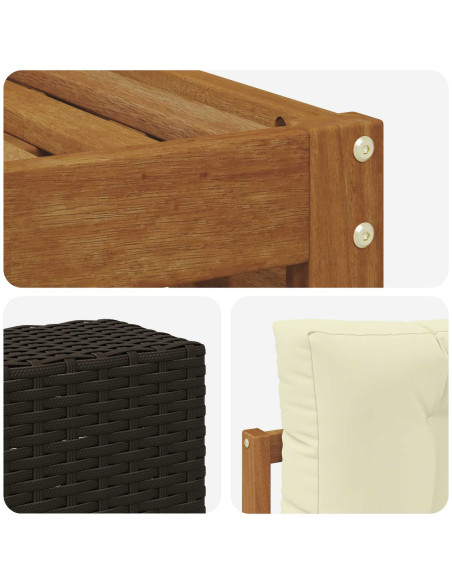 Set di divani da esterno 8 pcs Naturale e Crema 79 x 79 x 37 cm