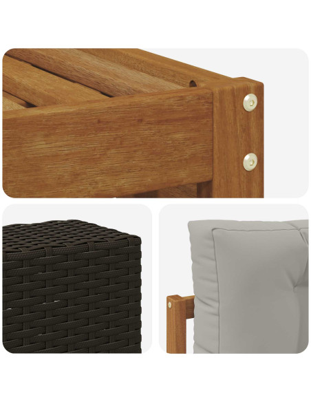 Set di divani da esterno 8 pcs Naturale e Grigio Chiaro