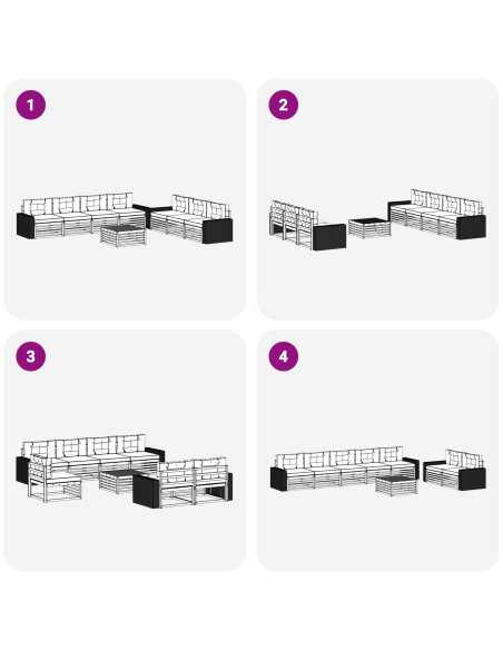 Set di divani da esterno 8 pcs Naturale e Grigio Chiaro