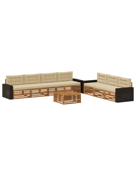 Set di divani da esterno 8 pcs Naturale e Beige 79 x 79 x 37 cm