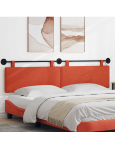 Testiera sospesa Con luce LED Rosso Arancio Tessuto in Cords