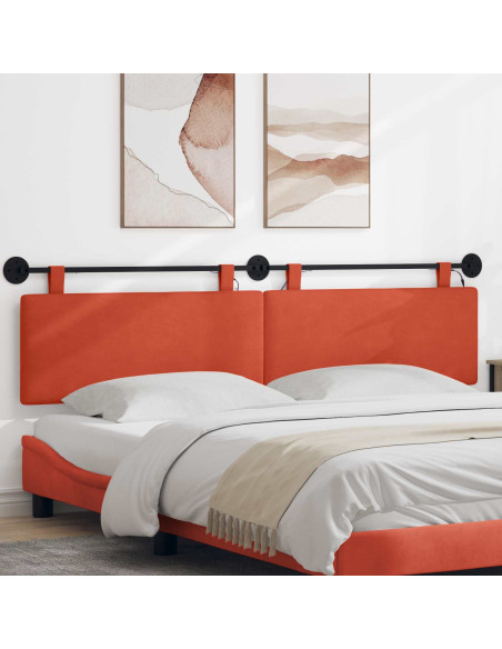 Testiera sospesa Con luce LED Rosso Arancio Tessuto in Cords