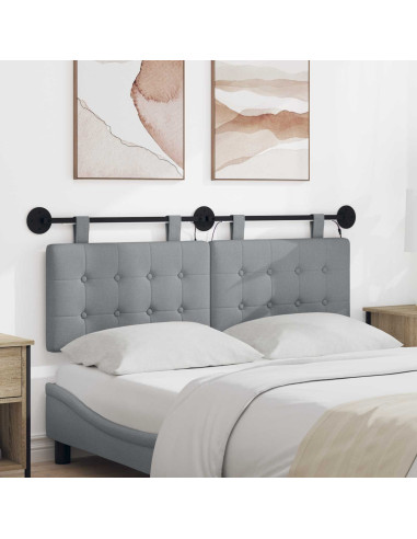 Testiera sospesa Con luce LED Grigio Chiaro Tessuto
