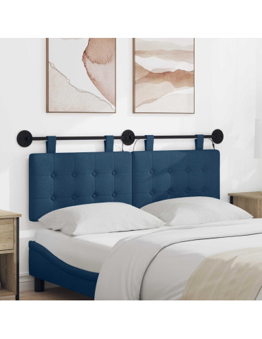 Testiera sospesa Con luce LED Blu Tessuto