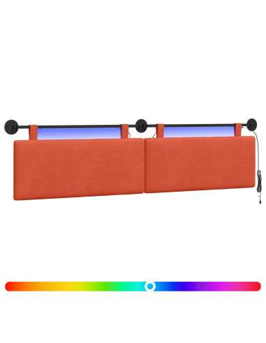 Testiera sospesa Con luce LED Rosso Arancio Tessuto in Cords