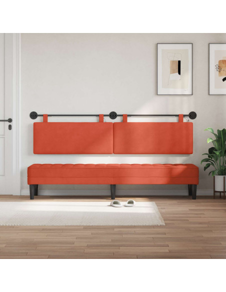Testiera sospesa Con luce LED Rosso Arancio Tessuto in Cords