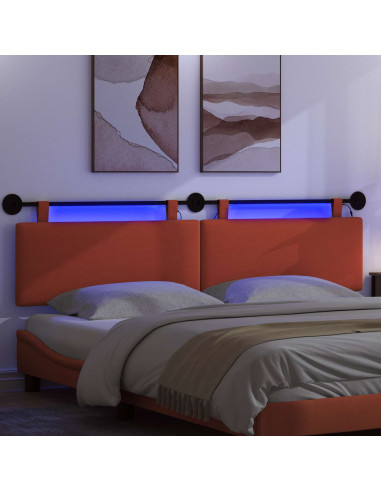Testiera sospesa Con luce LED Rosso Arancio Tessuto in Cords