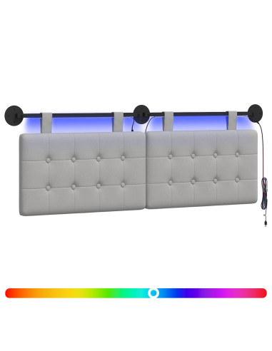 Testiera sospesa Con luce LED Grigio Nuvola Tessuto