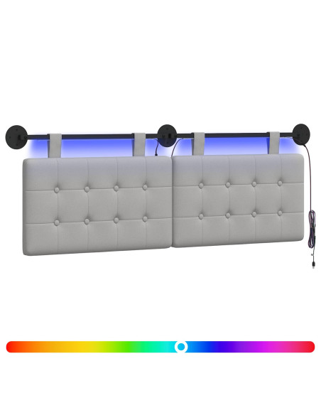 Testiera sospesa Con luce LED Grigio Nuvola Tessuto