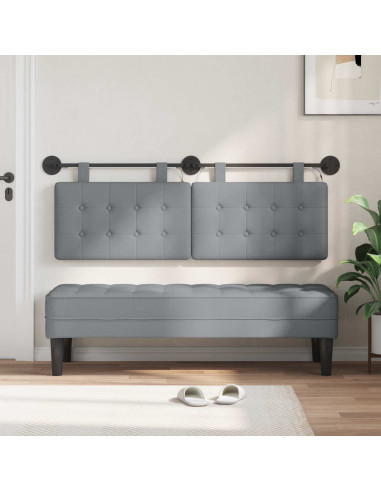 Testiera sospesa Con luce LED Grigio Chiaro Tessuto