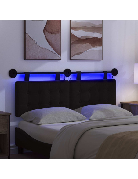 Testiera sospesa Con luce LED Nero Tessuto