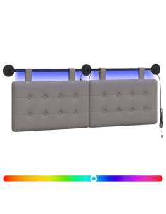 Testiera sospesa Con luce LED Tortora Tessuto 2
