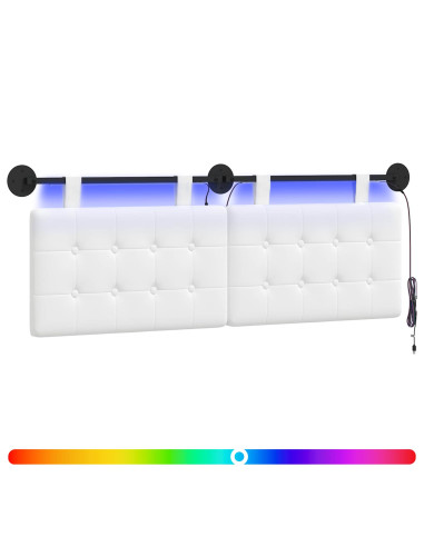 Testiera sospesa Con luce LED Bianco Tessuto