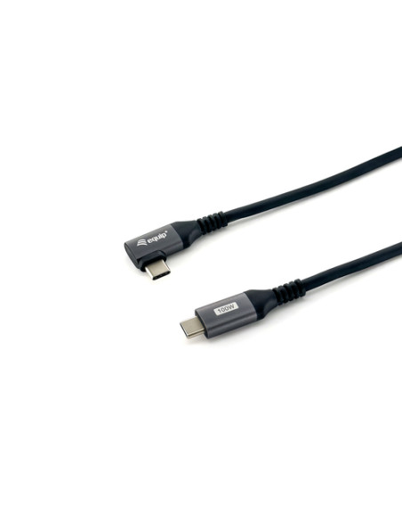 Equip 128891 Cavo USB 2.0 da C a C angolato a 90°, M/M, 1,0 m, PD 100W, nero