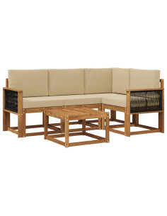 Set di divani da esterno 5 pcs Naturale e Beige Poliestere