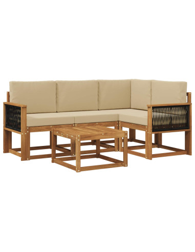 Set di divani da esterno 5 pcs Naturale e Beige Poliestere