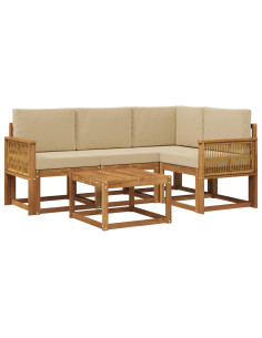 Set di divani da esterno 5 pcs Naturale e Beige Poliestere