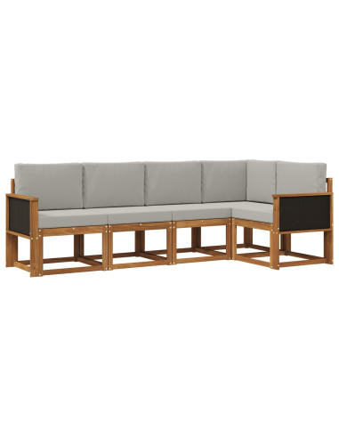 Set di divani da esterno 5 pcs Naturale e Grigio Chiaro