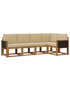Set di divani da esterno 5 pcs Naturale e Beige Poliestere