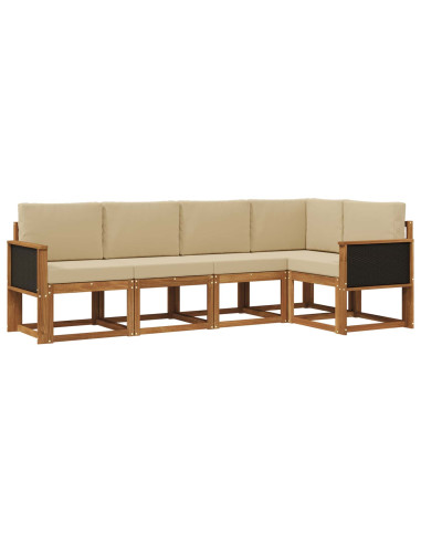 Set di divani da esterno 5 pcs Naturale e Beige Poliestere