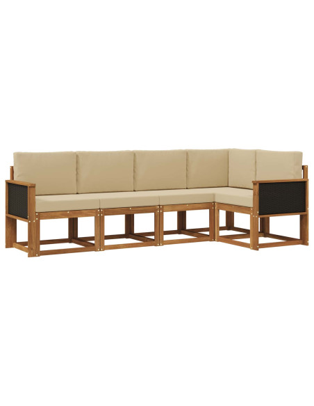 Set di divani da esterno 5 pcs Naturale e Beige Poliestere