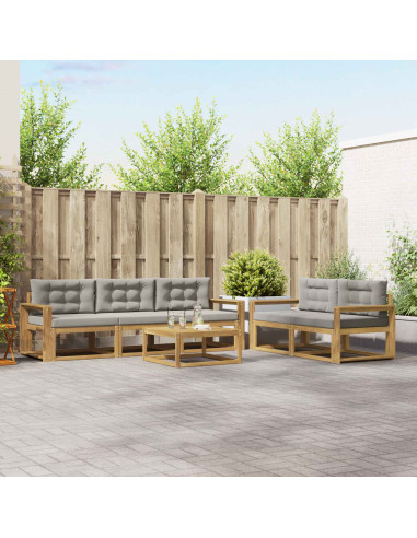 Set di divani da esterno 6 pcs Bianco e Grigio Chiaro