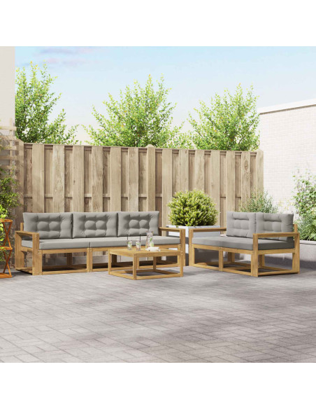 Set di divani da esterno 6 pcs Bianco e Grigio Chiaro