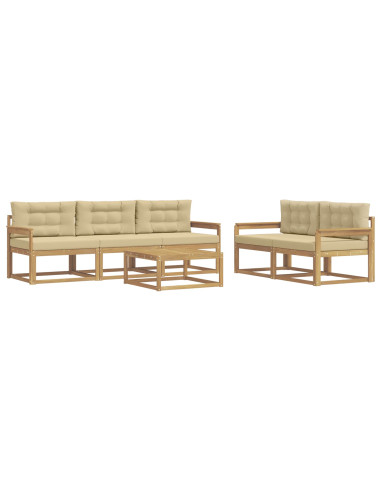 Set di divani da esterno con cuscino 6 pcs Bianco e Beige