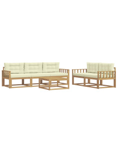 Set di divani da esterno con cuscino 6 pcs Bianco e Crema 2