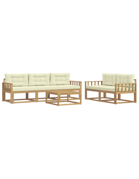 Set di divani da esterno con cuscino 6 pcs Bianco e Crema