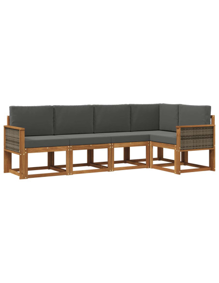 Set di divani da esterno 5 pcs Naturale e Antracite Poliestere