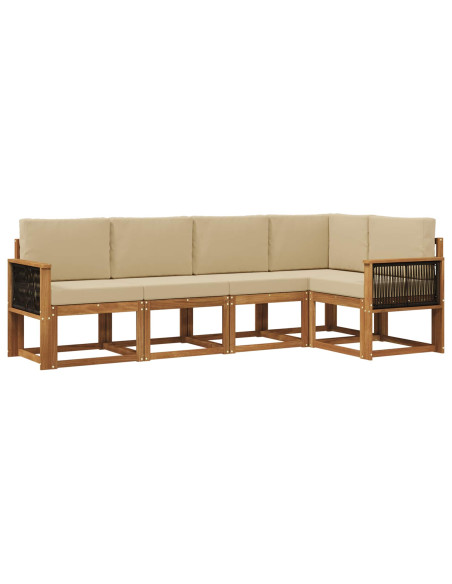 Set di divani da esterno 5 pcs Naturale e Beige Poliestere