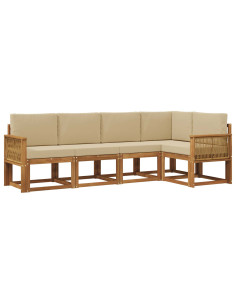 Set di divani da esterno 5 pcs Naturale e Beige Poliestere