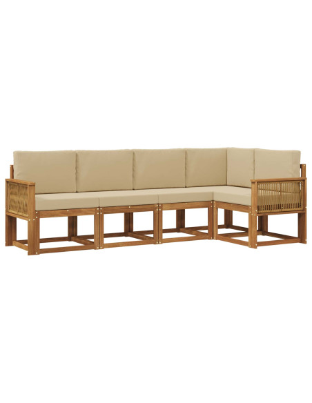 Set di divani da esterno 5 pcs Naturale e Beige Poliestere