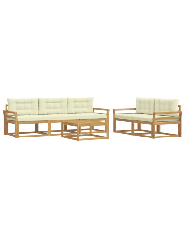 Set di divani da esterno con cuscino 6 pcs Bianco e Crema