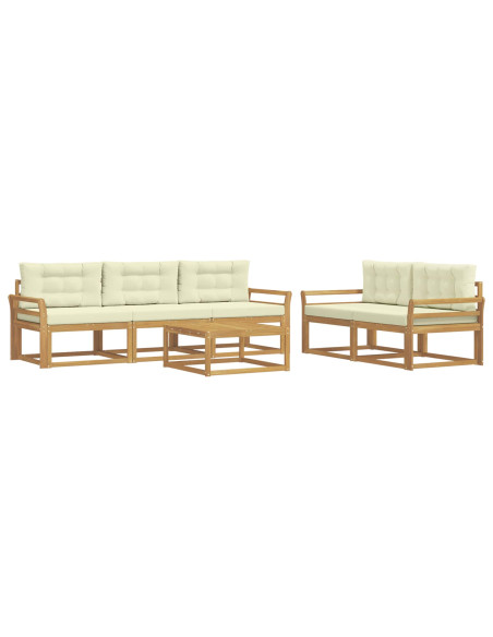 Set di divani da esterno con cuscino 6 pcs Bianco e Crema