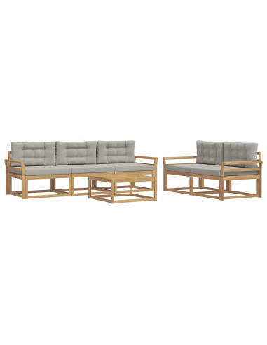 Set di divani da esterno 6 pcs Bianco e Grigio Chiaro