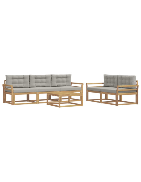 Set di divani da esterno 6 pcs Bianco e Grigio Chiaro