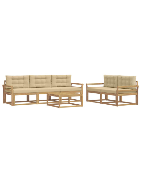 Set di divani da esterno con cuscino 6 pcs Bianco e Beige