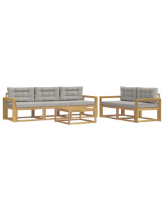 Set di divani da esterno 6 pcs Bianco e Grigio Chiaro 2