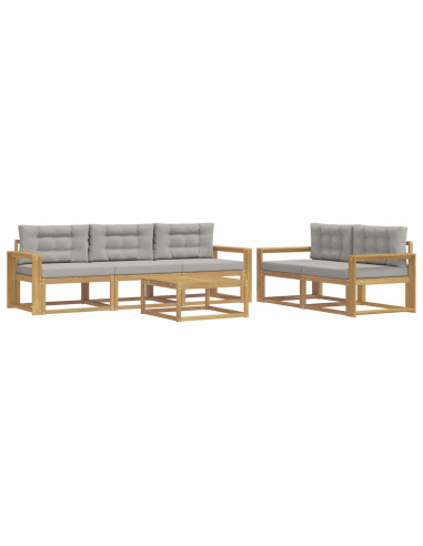 Set di divani da esterno 6 pcs Bianco e Grigio Chiaro