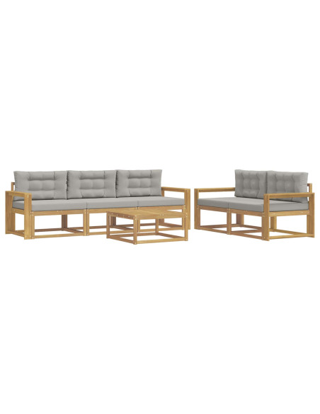 Set di divani da esterno 6 pcs Bianco e Grigio Chiaro