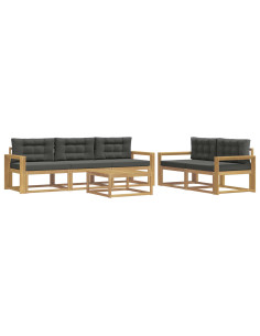 Set di divani da esterno con cuscino 6 pcs Bianco e Antracite 2