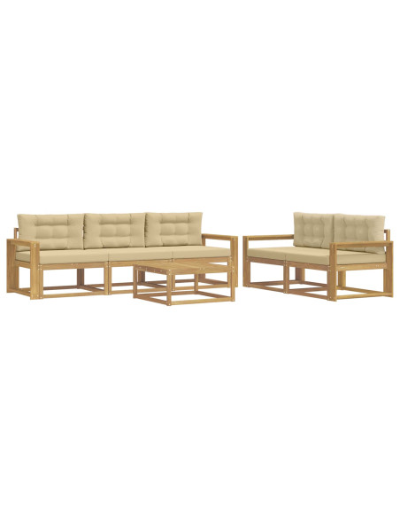 Set di divani da esterno con cuscino 6 pcs Bianco e Beige