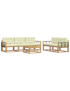 Set di divani da esterno con cuscino 6 pcs Bianco e Crema 2