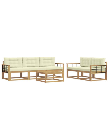 Set di divani da esterno con cuscino 6 pcs Bianco e Crema