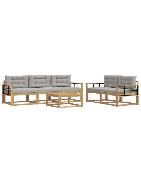 Set di divani da esterno 6 pcs Bianco e Grigio Chiaro