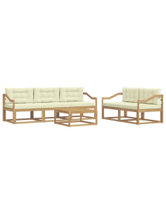 Set di divani da esterno con cuscino 6 pcs Bianco e Crema 2
