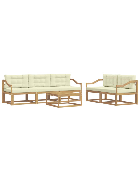 Set di divani da esterno con cuscino 6 pcs Bianco e Crema